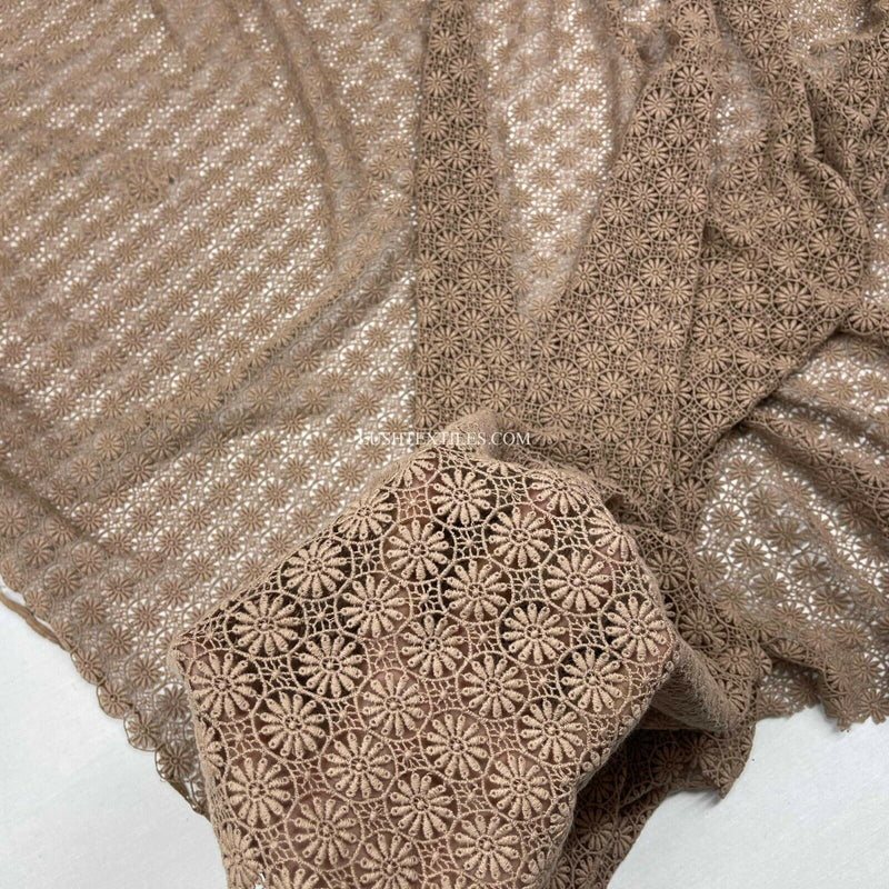 Guipure-Spitze mit Blumenmuster, braun, gefleckt, für Kleider, Dessous, Hochzeitsstoff, 127 cm