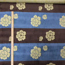 Brown Floral Flowers Designer Upholstery Fabric 140cm, Yellow Cream