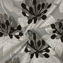 Brown Floral Flowers Heavy Upholstery Fabric 140cm, Beige