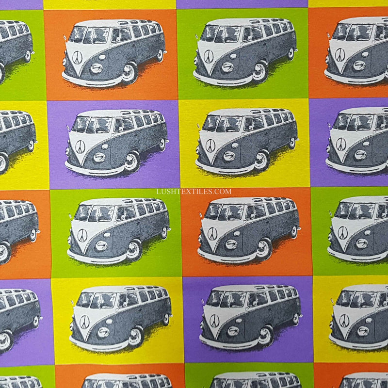 Camper Vans Print Craft Fabric, Multicoloured