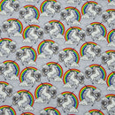 100% Cotton Poplin Fabric Rainbow Unicorns Rose & Hubble 45”