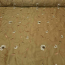 Embroidered Floral Taffeta Fabric, Gold