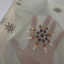 Cream Starbuzz Embroidery Floral Voile Fabric Net Curtain 150cm