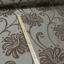 Floral Flowers Curtain Brocade Fabric 140cm, Brown