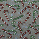 Candy Cane Christmas Polycotton Fabric 45", Grey