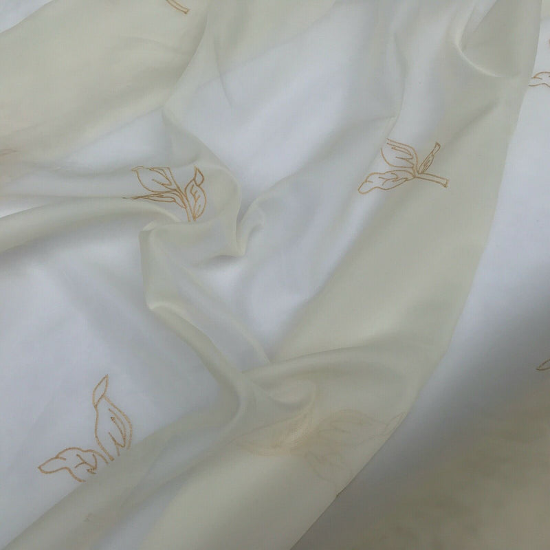 Gold Floral Creme Stickerei Voile Stoff Netz Vorhänge Kleid Fenster Drapieren