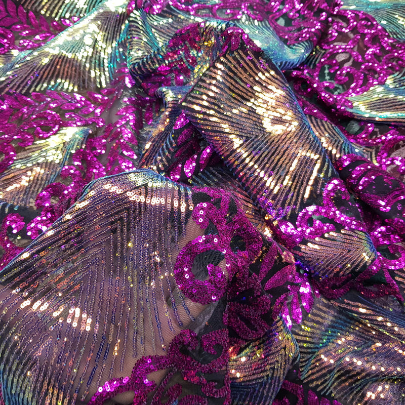 Broderie D&amp;G Chantilly Sequin Net Lace Fabric, Cerise