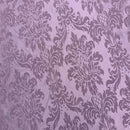 Damask Velvet Flock Taffeta Fabric, Aubergine
