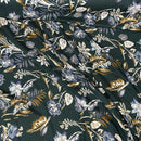 Floral Flowers Printed Viscose Dress Fabric, Navy