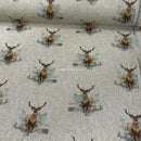 Digital Cotton Animal Linen Fabric, Stags