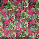 Exotic Digital Print Plush Velvet Curtain Fabric, Cerise