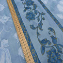 Striped Floral Abstract Cotton Sheeting Vintage Fabric 140cm, Blue