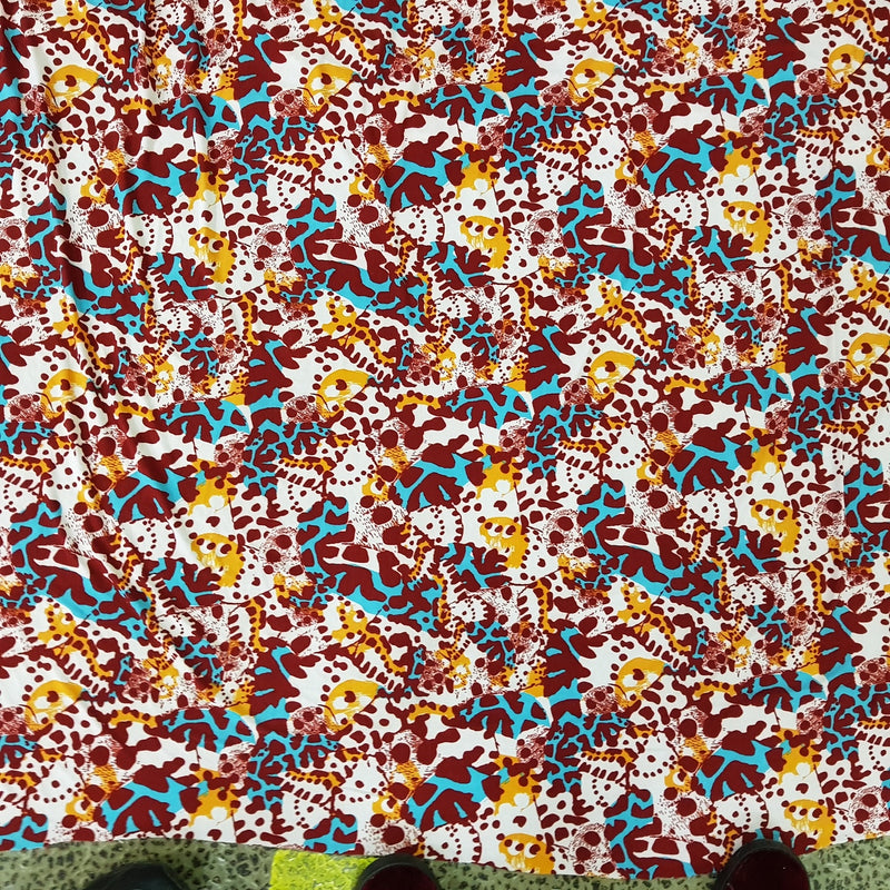 Lycra-Kleiderstoff mit abstraktem Animal-Camouflage-Druck, Rost