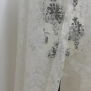 Damask Velvet Flock Organza Net Voile Fabric, White