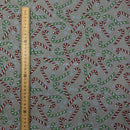 Candy Cane Christmas Polycotton Fabric 45", Grey