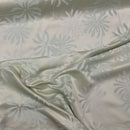 Cream & Green Floral Flowers Curtain Brocade Fabric 140cm