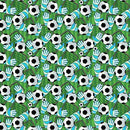 Footballs & Gloves Digital Cotton Craft Fabric, Green