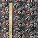 Tissu artisanal en coton numérique Day Of The Dead, anthracite