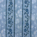 Striped Floral Abstract Cotton Sheeting Vintage Fabric 140cm, Blue