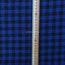 Tissu en mélange de laine tweed à carreaux pied-de-poule noir, bleu