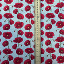 Red Poppy 100% Cotton Poplin Fabric Rose & Hubble Floral Poppies Queens Jubilee