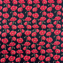 Red Poppy 100% Cotton Poplin Fabric Rose & Hubble Floral Poppies Queens Jubilee
