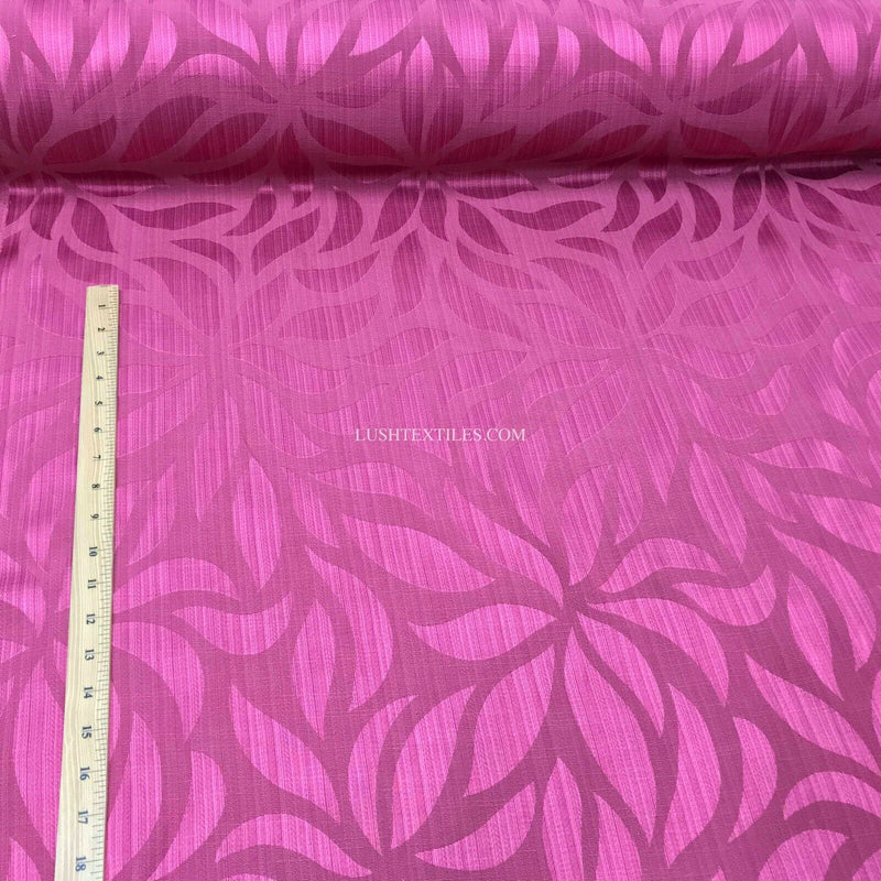 Cerise Leaves Floral Curtain Brocade Fabric 140cm