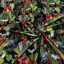 Exotic Digital Print Plush Velvet Curtain Fabric, Black