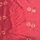 Tissu taffetas fleuri à sequins, rouge