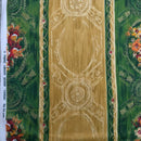 'CADEAU' Damask Vintage Blossom Floral Print Cotton Fabric, Vert/Or