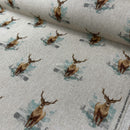 Digital Cotton Animal Linen Fabric, Stags