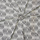 Tissu pour robe en lycra noir à pois, blanc