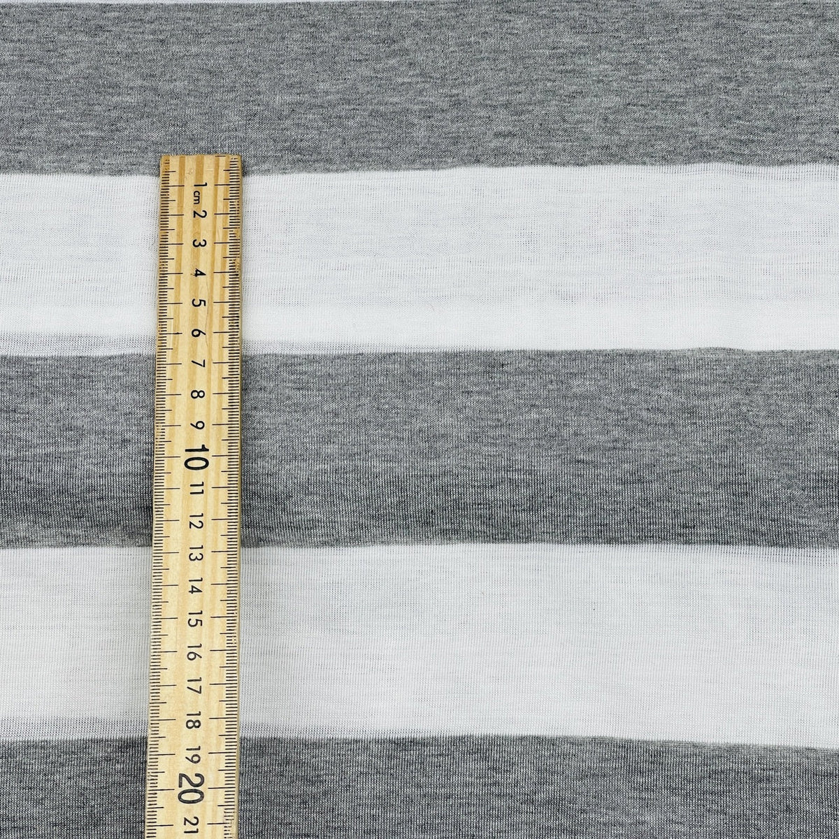 6cm Thick Striped Spandex Jersey Dress Fabric, Grey/White - Bull Ring Fabrics
