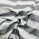 6cm Thick Striped Spandex Jersey Dress Fabric, Grey/White - Bull Ring Fabrics