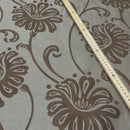Floral Flowers Curtain Brocade Fabric 140cm, Brown