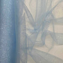 Stardust Soft Veiling Tulle Sparkle Glitter Net Fabric, Sky Blue