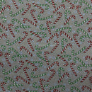 Candy Cane Christmas Polycotton Fabric 45", Grey