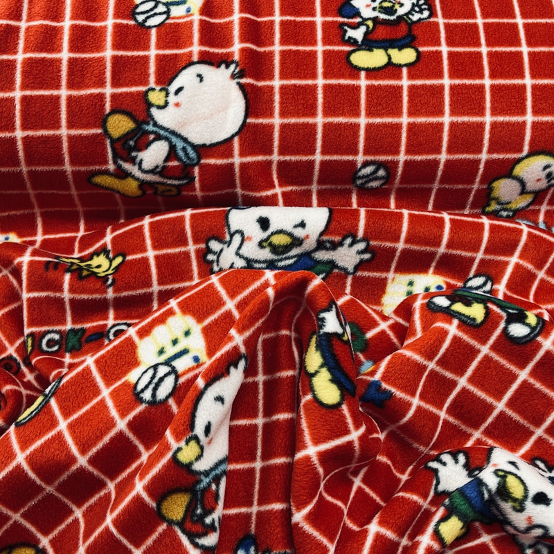 Polarfleece-Stoff mit DD-Enten-Print, Rot