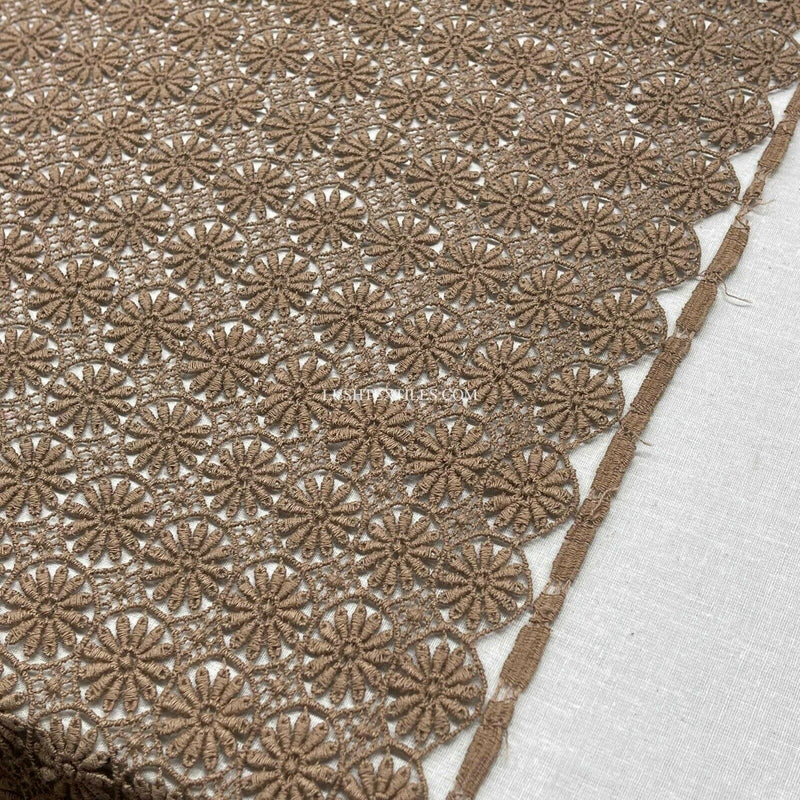 Guipure-Spitze mit Blumenmuster, braun, gefleckt, für Kleider, Dessous, Hochzeitsstoff, 127 cm