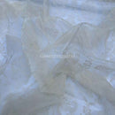 Damask 2 Velvet Flock Organza Net Voile Fabric, Cream
