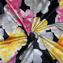 Floral Flowers Digital Printed Plush Velvet Upholstery Fabric, Black