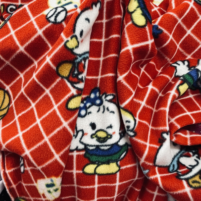 Polarfleece-Stoff mit DD-Enten-Print, Rot