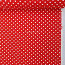 7mm White Spots Rose & Hubble Cotton Poplin Fabric, Red - Bull Ring Fabrics