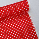 7mm White Spots Rose & Hubble Cotton Poplin Fabric, Red - Bull Ring Fabrics