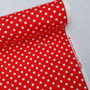 7mm White Spots Rose & Hubble Cotton Poplin Fabric, Red - Bull Ring Fabrics