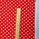 7mm White Spots Rose & Hubble Cotton Poplin Fabric, Red - Bull Ring Fabrics