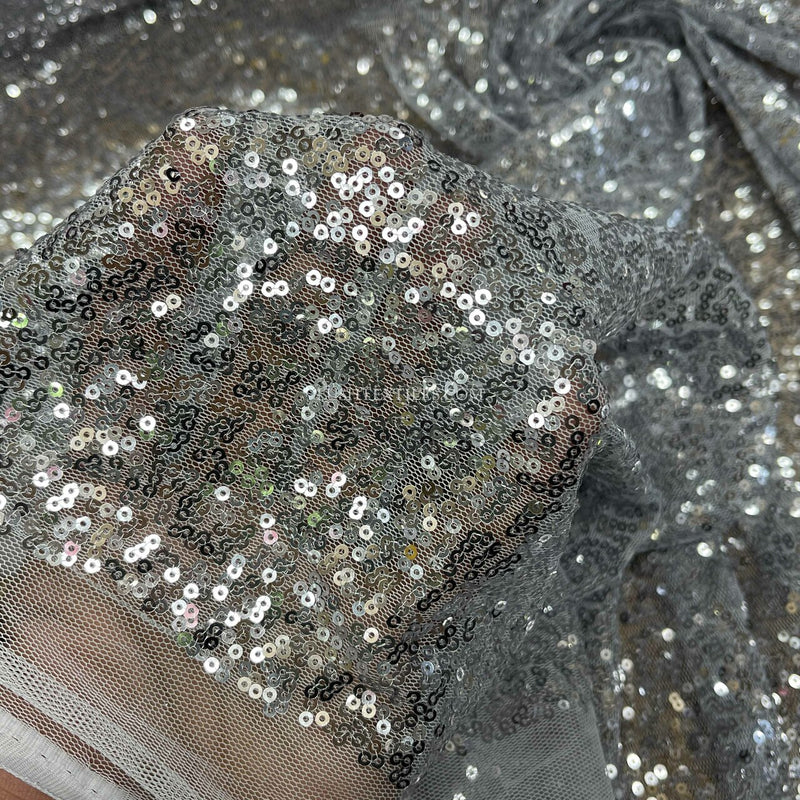 Bling Sequins Tulle Net Fabric, Grey