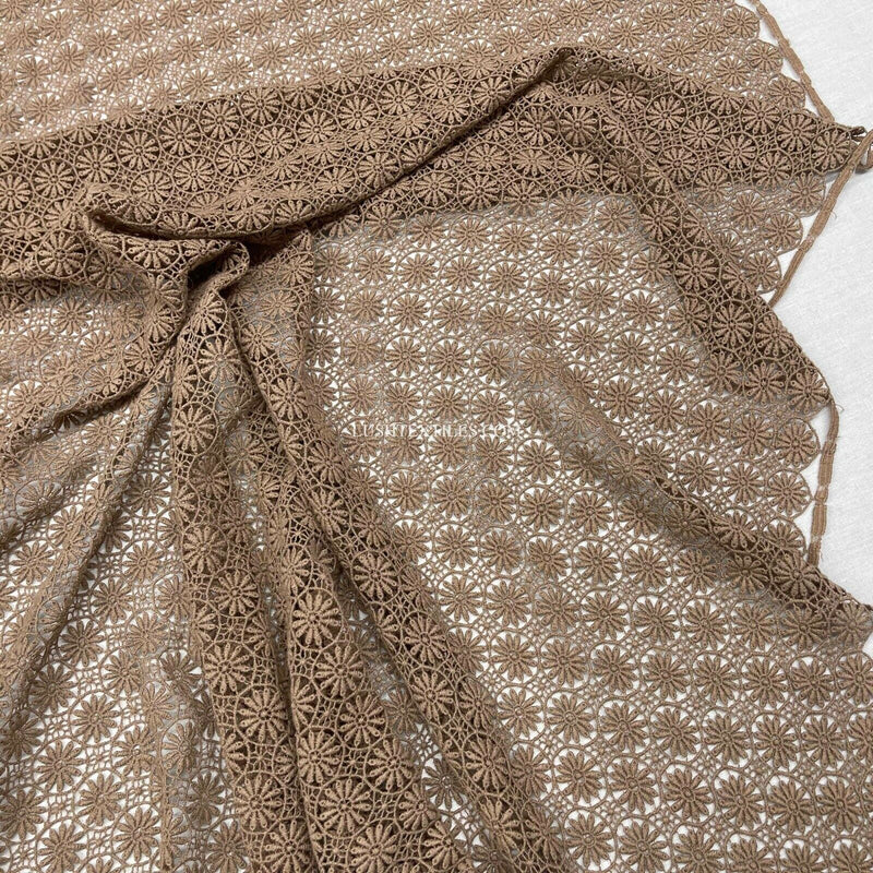 Guipure-Spitze mit Blumenmuster, braun, gefleckt, für Kleider, Dessous, Hochzeitsstoff, 127 cm