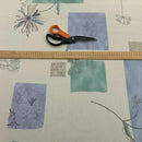 Lilac & Green Floral Vintage Cotton Fabric 140cm, Cream