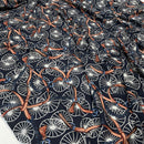 Designer Chain & Belt Print 100% Viscose Dress Fabric, Navy
